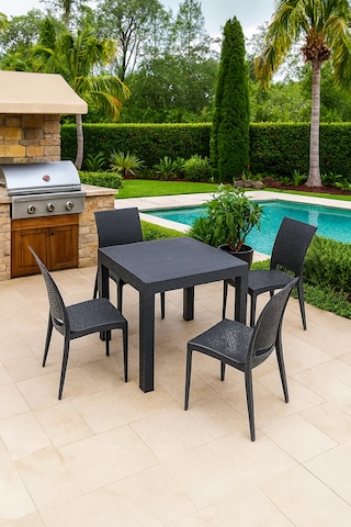 Rattan 80x80 4 Kişilik Bahçe&balkon Masa Takımı