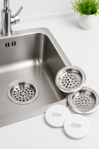 Lavabo Süzgeç Ve Tıkaç Seti 2'li Paslanmaz Çelik Mutfak Banyo Gider Süzgeci Diğer