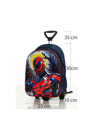 Erkek Çocuk Spiderman Motor Baskılı Çekçekli Anaokulu Kreş Okul Çantası