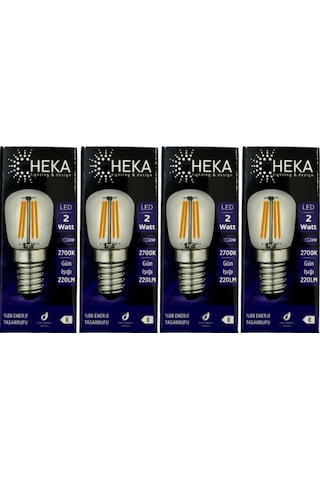 Heka 2w 22w 2700k Sarı Işık E14 Duylu Led Rustik Ampul 4 Adet