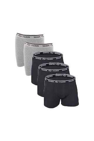 Seher Yıldızı 0060 5 Li Likralı Erkek Boxer Siyah-gri Siyah Gri