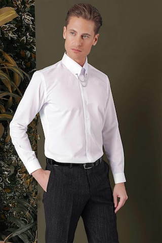 Efor Gk 710 Slim Fit Beyaz Klasik Gömlek Beyaz