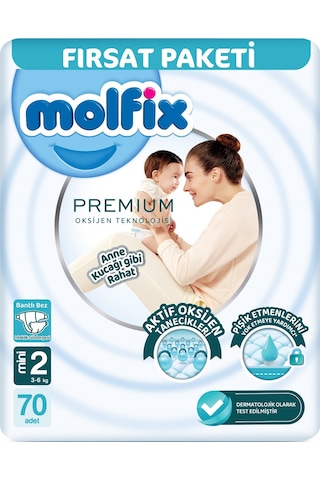 Molfix Premium Bebek Bezi Beden:2 3-6kg Mini Aylık Ultra 210 Adet 3'lü