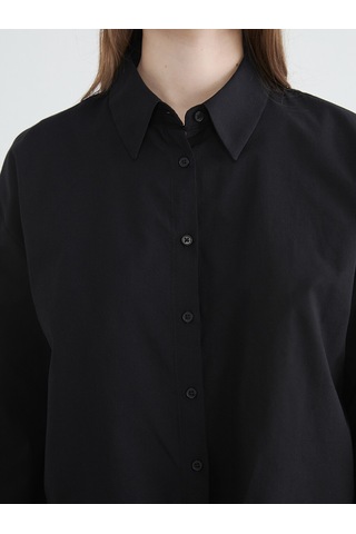 Lcw Modest Siyah Loose Fit Kadın Gömlek