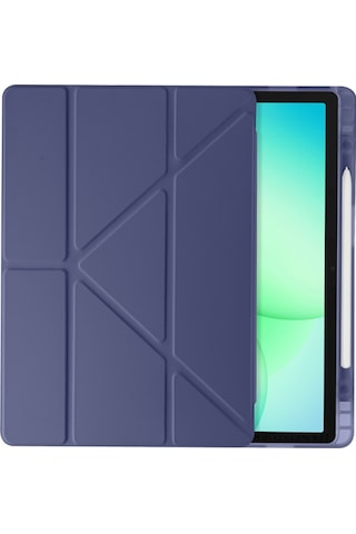 Samsung Galaxy Tab A11 Plus 2025 Kılıf Uyumlu Standlı Kalem Bölmeli Akıllı Trifolding Kapak Sm-x230 Lacivert