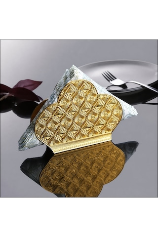 Zamak Peçetelik Gold Kabartma Desenli Dekoratif Peçete Standı 15x9 Cm Zamak Peçetelik Gold Kabartma Desenli Dekoratif Peçete Standı 15x9 Cm