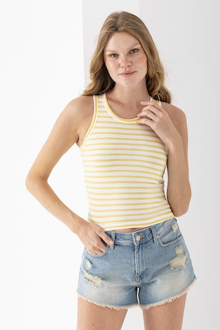 Giysa Kadın Bisiklet Yaka Çizgili Basic Body Sarı - 25510 Sarı