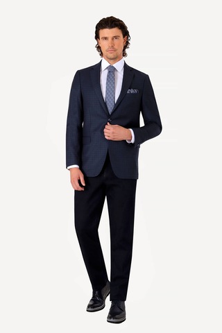 Erkek Lacivert Kahve Kışlık Tek Ceket Kahverengi - Lacivert