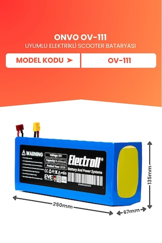 Onvo Ov-111 Uyumlu Batarya Yüksek Kapasite Batarya 48v 15ah Pil Elektrikli Scooter Bataryası Çok Renkli