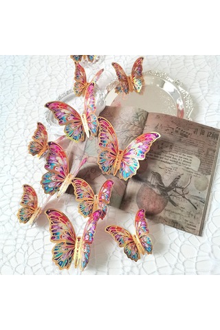 12 Adet 3d Kelebek Duvar Dekoru Lazer Kelebek Süslemeleri Doğum Günü Partisi Pasta Süslemeleri Bebek Duşu Çıkartmaları İçin Kelebek Duvar Dekoru Çıkartmaları Çok Renkli