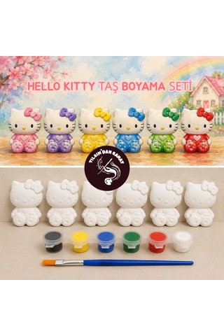 Hello Kitty 6 Obje + 6 Renk Boya + 1 Fırça + Boyama Sertifikası