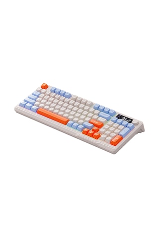 M96 Kablosuz 2.4ghz Kablosuz + Bt Çift Modlu Klavye Led Ekranlı Oyun Klavyesi İle Pbt Knob Rainbow
