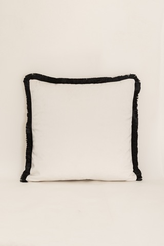 Charm Kurşun Asker İşlemeli Kenarı Siyah Püsküllü Bej Kırlent 43x Bej