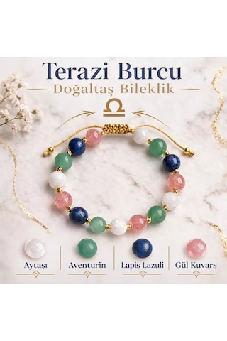 Doğaltaş Terazi Burcu Bileklik Çok Renkli