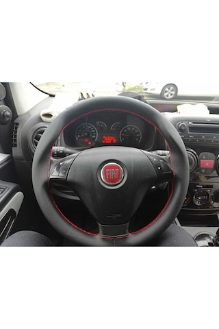 Dikişli Direksiyon Kılıfı Fiat Linea Deri Direksiyon Kılıfı Siyah İp Renkli