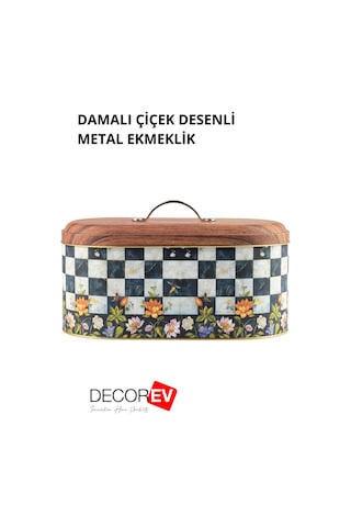 Decorev Metal Ekmeklik Dama Desenli Ekmek Sepeti Saklama Kutusu