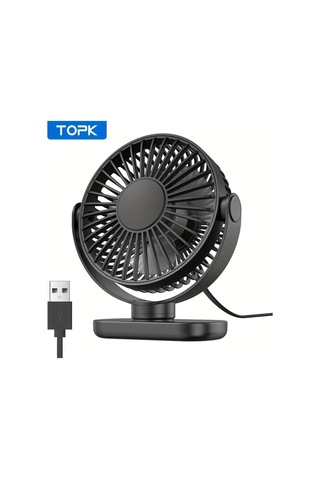 Boatshop1 Topk Kişisel Usb Klipsli Siyah Masa Fanı Fırçasız Motor Sessiz Güçlü Hava Akışı Taşınabilir Mini Fan Yatak Ofis Rv