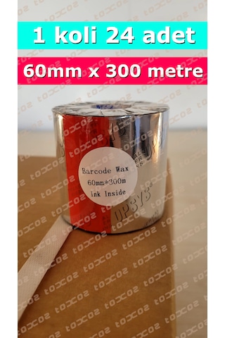 Opsys Wax Ribon Siyah Renk 60mm X 300m İçe Sarım In 24 Adet 1 Koli 24