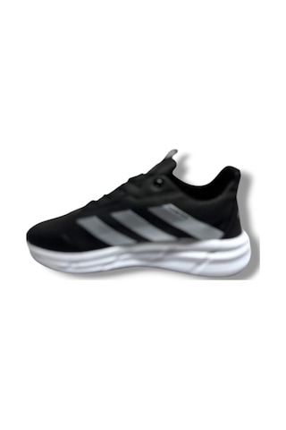 Adistar 018-26 Baskı Deri Anatomik Erkek Sneaker Siyah Beyaz Siyah