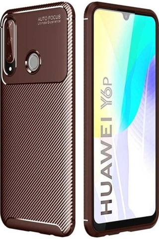 Huawei Y6p Kılıf Zore Negro Silikon Kapak Kahverengi