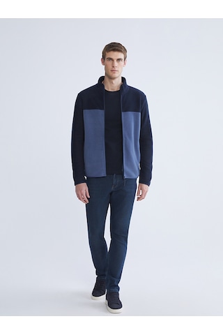 Lcwaıkıkı Basic Lacivert Dik Yaka Polar Erkek Fermuarlı Sweatshirt