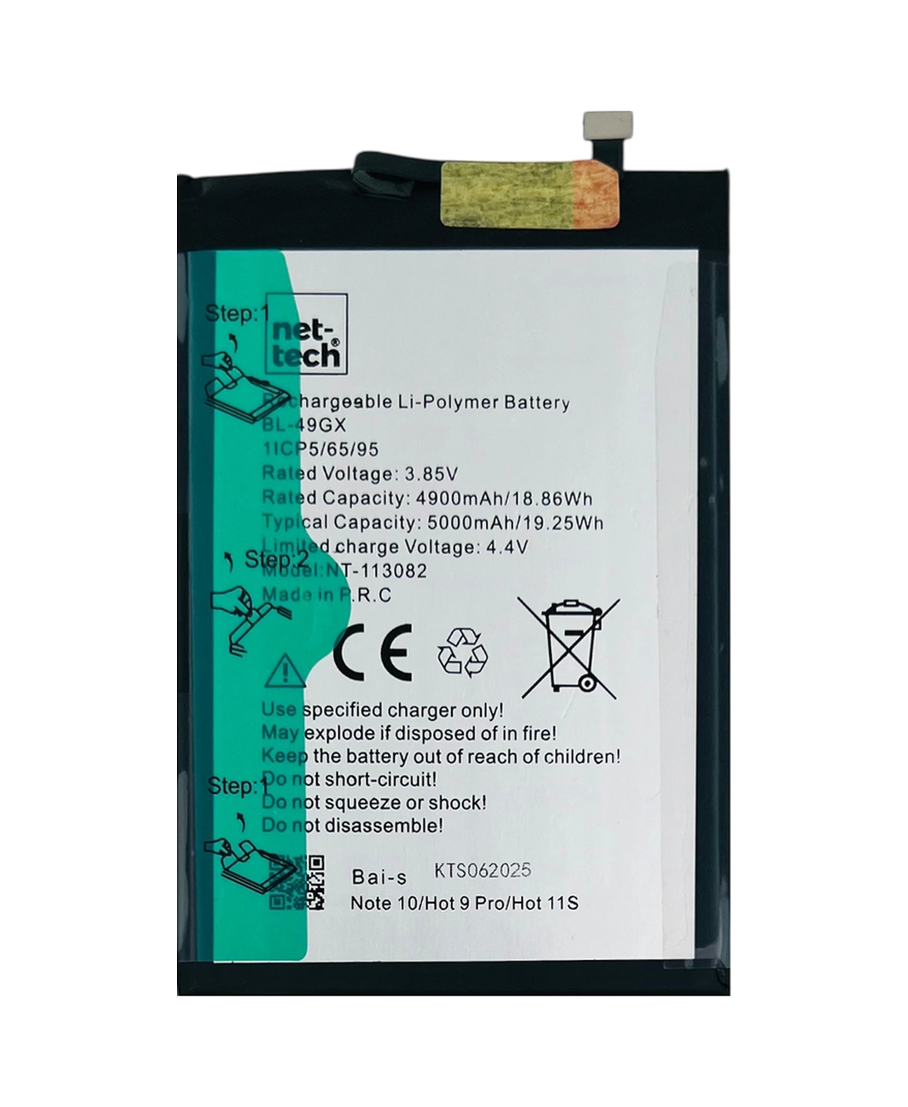 Teknonet İnfinix Note 10 Uyumlu Nettech Bl-49gx 5000 Mah Batarya - Siyah