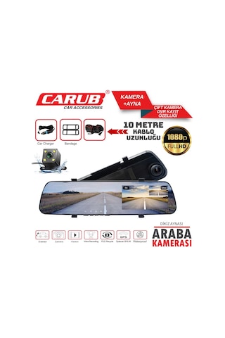 Carub Kamera +ayna Çift Kamera Dvr Tft Geniş 10 Mt