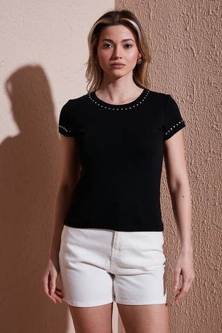 Fashion Friends Bayan T Shirt 25y0523k1 Siyah Siyah