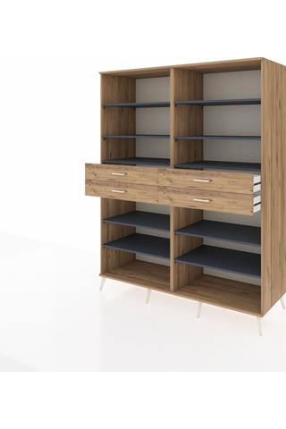 Kronos Gardrop 10 Raflı 4 Çekmeceli 176x59x221 Çam-antrasit/çam Antrasit/çam