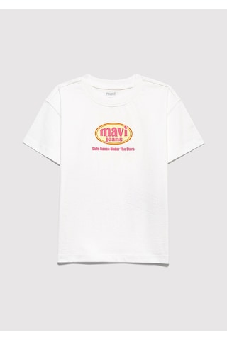 Mavi Gırls Just Wanna Have Fun Baskılı Tişört Krem