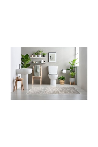 2 Li Bukle Banyo Takımı Banyo Tekstili/modern/doğal/sade/şık Kaymaz Taban -797 Kahverengi