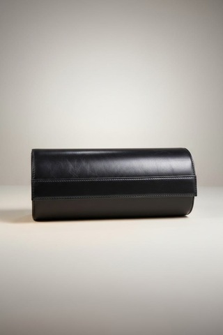 4 Lü Deri Saat Kutusu Silindir Tasarım Taşınabilir Saat Saklama Organizer 24x11x7 Cm Siyah
