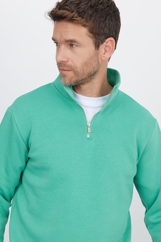 Tudors Unisex Relax Fit Rahat Kesim Pamuklu İçi Polarlı Yarım Fermuarlı Yeşil Dik Yaka Sweatshirt-35175 Yeşil