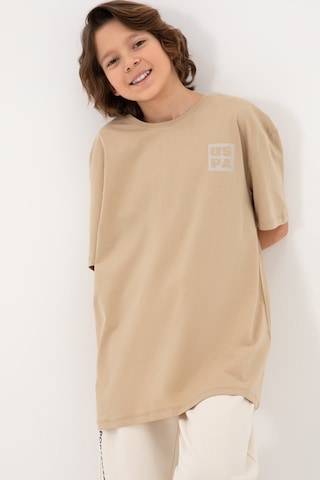 U.S. Polo Assn. Erkek Çocuk Kum Comfort Basic Bisiklet Yaka Tişört 50295447-VR085