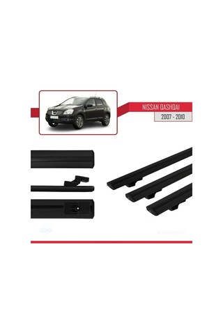 Nissan Qashqai 2007-2010 Arası İle Uyumlu Basic Model Ara Atkı Tavan Barı Siyah 3 Adet