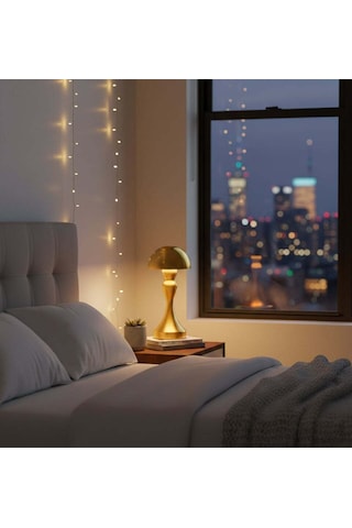 Dekoratif Gold Mantar Model Gece Lambası Şarjlı Led Masa Lambası Altın