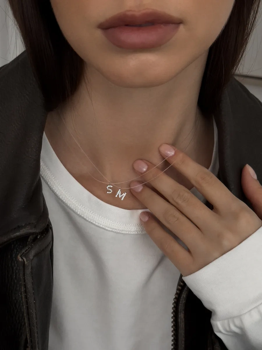 Sılverme 925 Ayar Gümüş, İp Üzerinde M Harfi Yazılı Kişiye Özel Gümüş Kolye 172970773