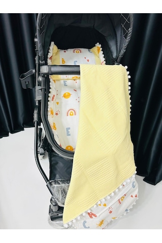 Gökyüzü 90 100 Çift Katlı Pikeli Müslin Battaniye Yastık Ve Alt Açma 3lü Set - Sarı Sarı