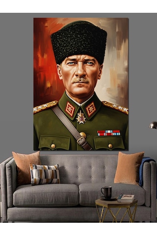 Ahşap Tablo Asker Üniformalı Mustafa Kemal Atatürk