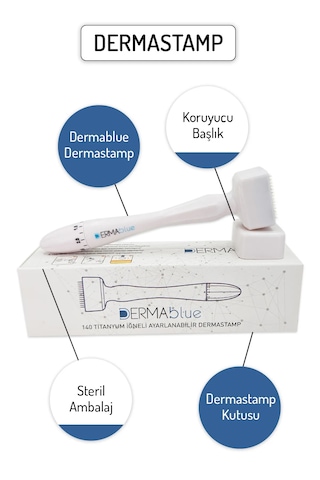 Dermablue Ayarlanabilir Dermastamp Titanyum 140 Iğneli Derma Stam