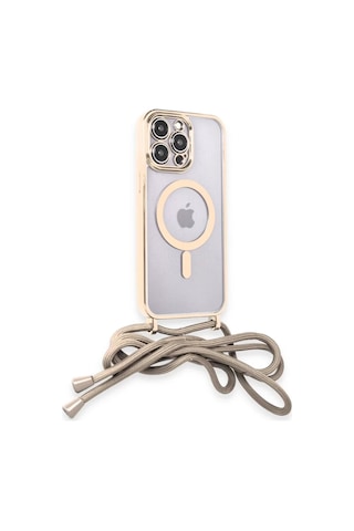 Newface Apple Uyumlu iPad iPhone 13 Pro Kılıf Divo Lazer Askılı Magsafe Kapak - Gold Altın