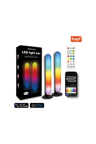Teltree Rgb Müzik Ritmi Işıklı Strop, Akıllı Wi-fi+bluetooth Kontrol, Oyuncu Masaüstü Ambiyans Lambası 2 Adet Renkli
