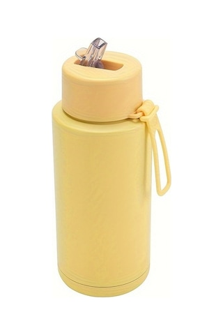 Besthome1 Düz Renkli Termos, Paslanmaz Çelik Yalıtımlı, Seyahat Termal Açık Sarı Şişeler Seti Sarı