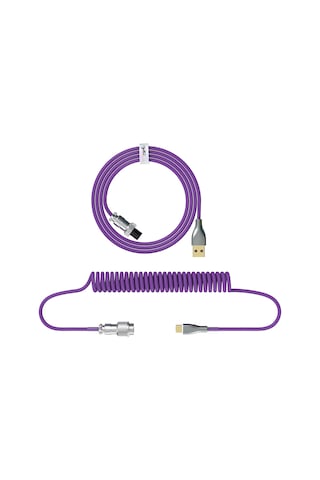 Neevoyu Nylon Örgü Mekanik Klavye Kablosu, Type-c-usb Dönüştürücü, Genişletilebilir 2.2m Maksimum , Mor Renk