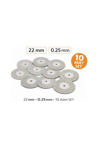 Senbang 22 Mm Elmas Kesme Diski 0.25 Mm İnce 10 Adet Dremel Uyumlu Cam Seramik Metal Gravür Diski