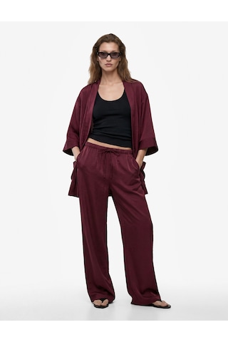 Koton Modal Kumaş Şal Yaka Cepli Uzun Kollu Kimono Ceket Bordo 6sak50042ew