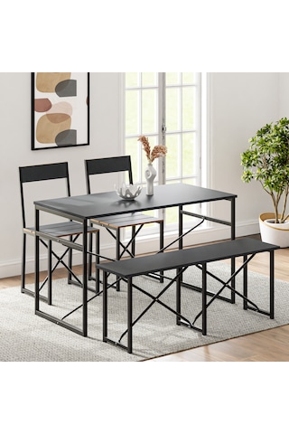 Mutfak Masası Bench Bank 120x60 Masa Set 2 Adet Sandalye Yemek Ma
