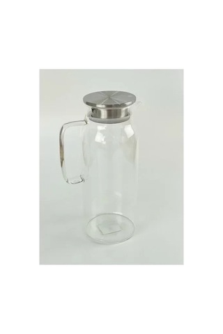 Home 1500 Ml Borosilikat Cam Su Sürahisi - Metal Kapaklı Ve Isıya Dayanıklı