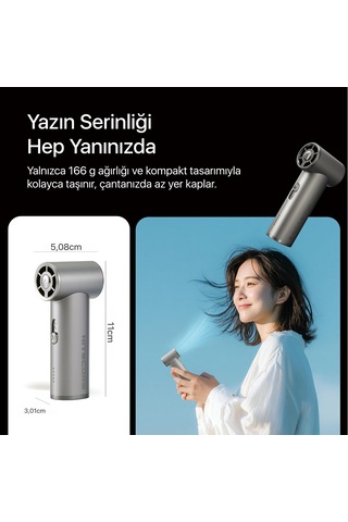 Nitecore Nef01 Premium Şarjlı El Fanı, 5 Kademeli, 4000 Mah, Alüminyum Gövde, 13 Saate Kadar Kullanım Mavi