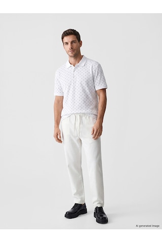 Lcwaıkıkı Classic Beyaz Polo Yaka Desenli Erkek Tişört